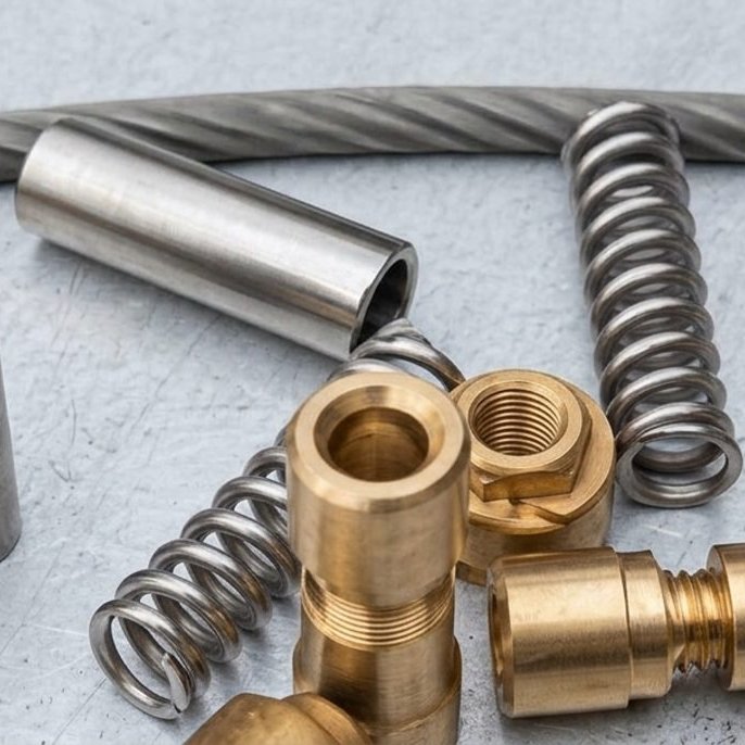 Brass connectors, springs and steel sleeves for diamond wire