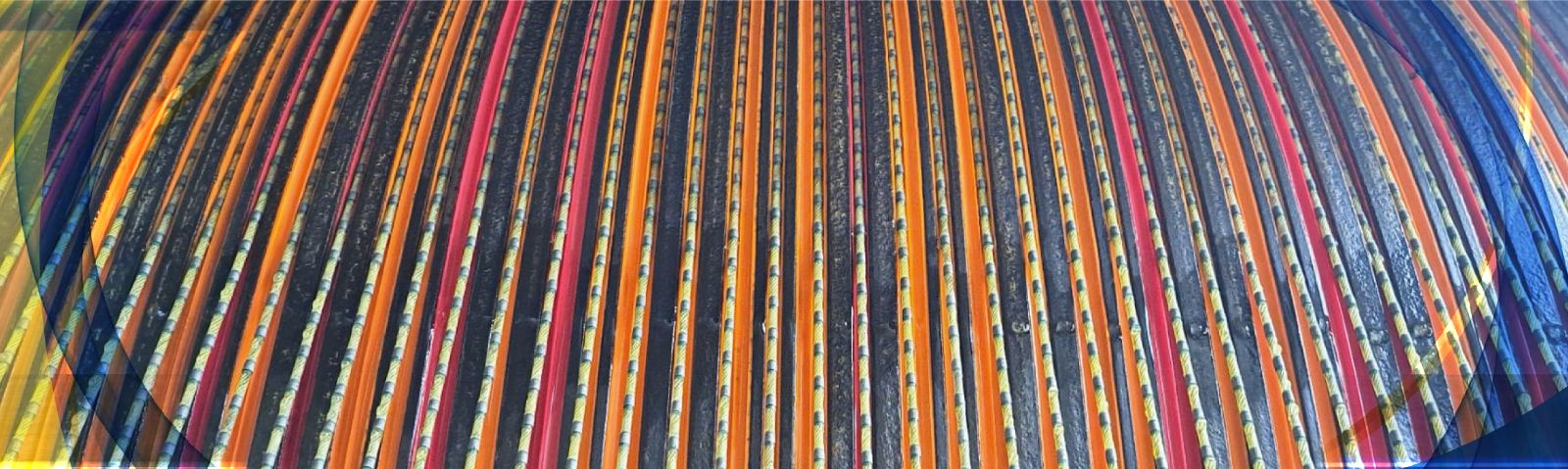 Rows of coloured diamond wires