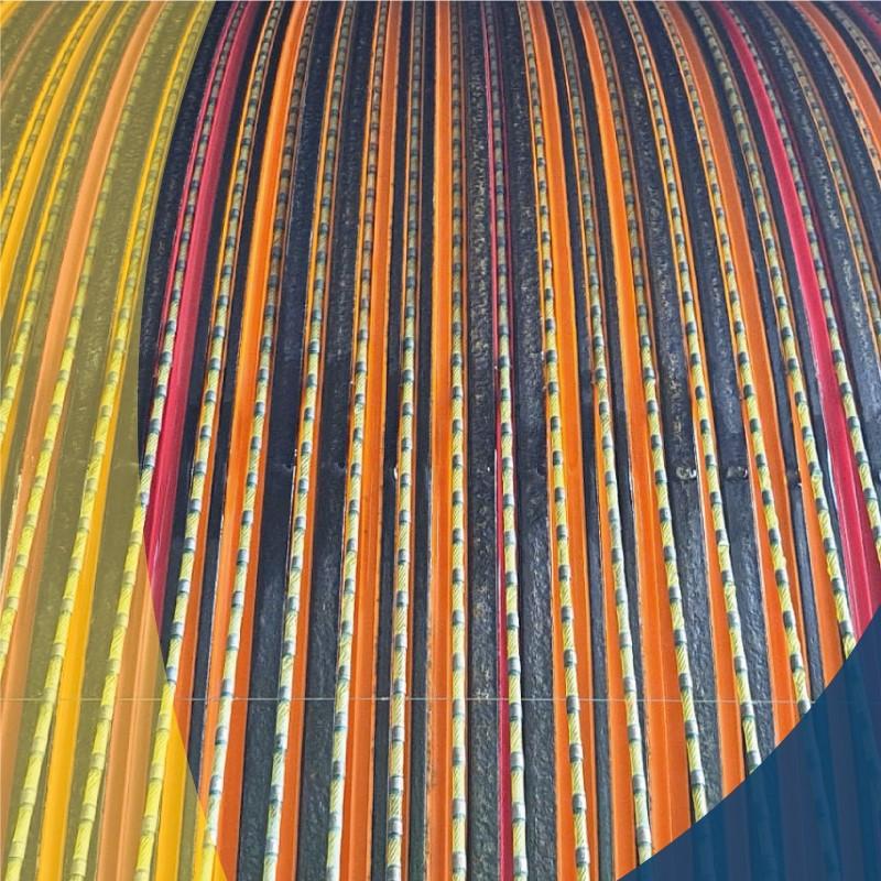 Rows of coloured diamond wires