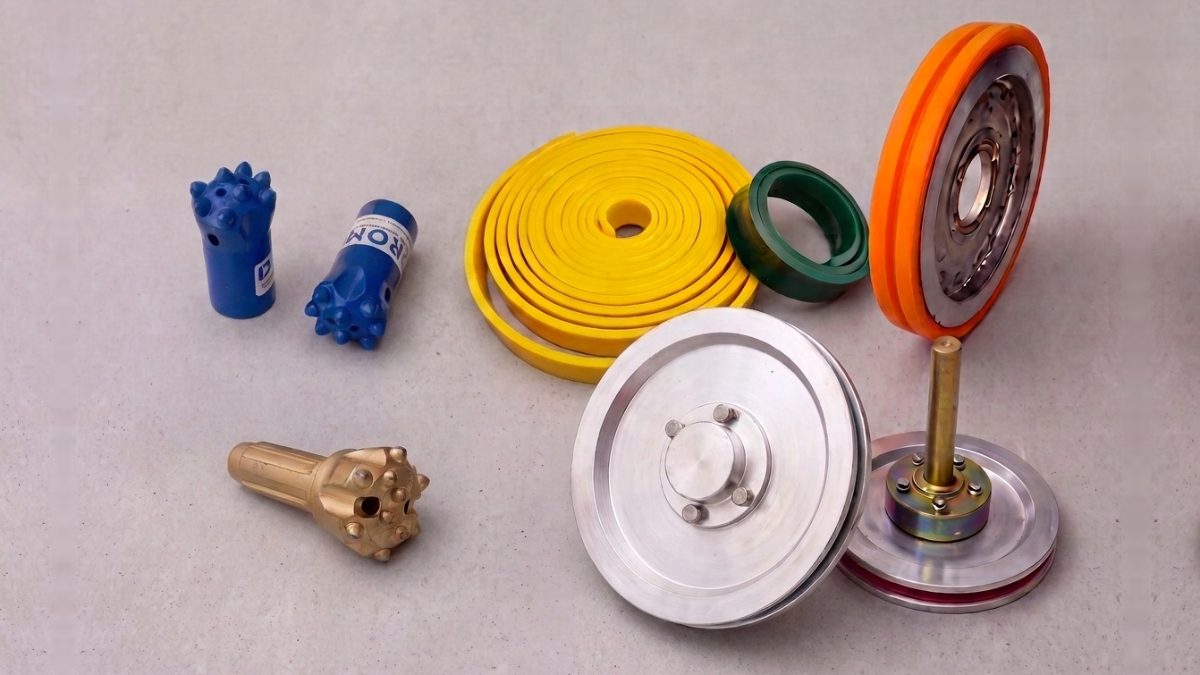Drill bits, drive belt, sealing ring and wire pulleys